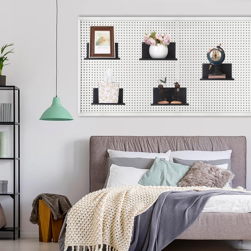 Kokone Magnetic Pegboard Shelves 6 Pack Small Pegboard Shelf for Garage Sturdy Steel Pegboard Accessories for Storing or Displaying Versatile Peg Board Shelf for Workbench,Craft Room,Home,Black - Image 2